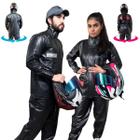 Kit com 2 Capas Chuva Moto Roupa Motoqueiro Calça e Jaqueta conjunto PVC gola BRASCAMP