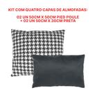 Kit com 2 Capas de Almofada Quadrada cm Pied de Poule + 2 Capas de Almofada Retangular 30x50 cm Preta