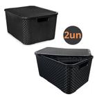 Kit Com 2 Cesto Caixa Organizadora Rattan Grande - 20 Litros