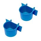 Kit Com 2 Comedouro Azul Com Aba e Gancho Para Aves e Calopsitas