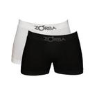 Kit com 2 Cuecas Boxer Branco/Preto Zorba 781 Algodão