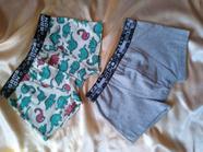 Kit Com 2 Cuecas Boxer Infantil 100% Algodão Estampada e Lisa