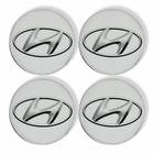 Kit Com 2 Emblemas Resinado Hyundai Escovado 48Mm - Emblematech