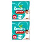 Kit com 2 fraldas pampers infantil pants xxg com 42 unidades