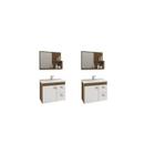 Kit com 2 Gabinetes Suspensos com Cuba e Espelheira Isa