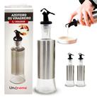 Kit com 2 Galheteiro em Vidro e Aço Inox com Dosador 300ml - Compre Já Fácil