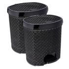 Kit com 2 Lixeiras 6L Com Pedal Rattan Preto