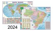Kit Com 2 Mapas - Mundi + Brasil Escolar 120 Cm X 90 Cm Atual