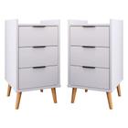 Kit Com 2 Mesas De Cabeceira Quarto Estilo Retrô Mesa Lateral Decorativa Toni 3 Gavetas G2 Plus