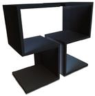 Kit com 2 Mesas de Cabeceira S Preto em Mdf 60x25x25 - JWS360º