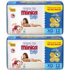 Kit com 2 Pacotes de Fraldas Descartavel Turma da Monica Baby Tecnologia Quatrosec Tamanho Xg