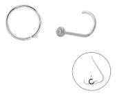 Kit Com 2 Piercing Argola 8Mm Nostril Pedra Prata 925 Nar10