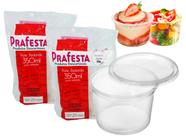 Kit Com 2 Potes Descartáveis, Prafesta 350 ml Redondo Com Tampa, Pacote 48 Unidades
