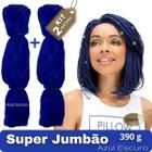 KIT com 2 Super Jumbos Cherey Cor Azul Escuro 390 Gramas Para Tranças Box Braids Nagô Dread 60 cm