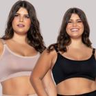 Kit Com 2 Top Plus Size Sem Bojo Alças Reforçadas Feminino