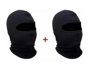 Kit Com 2 Touca Ninja Capuz Balaclava Preta Coton