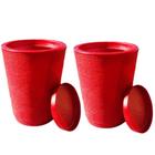 Kit com 2 vasos colunas grafiato decorativa de luxo para plantas e flores com prato - 50x31