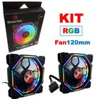 Kit com 2 Ventoinhas Gaming Fan RGB 120mm para Gabinete BansonTech Throne Bs-Lf8086