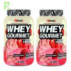 KIT COM 2 Whey Protein Gourmet Milkshake MORANGO FN Forbis 907G POTE o melhor Whey Gourmet ganho massa muscular eficaz e saboroso