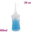 Kit Com 20 Almotolias Transparente Bico Reto Frasco 100ml