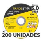 Kit Com 200 Disco De Corte Metal 115X3,0 Mm Furo 22/23 Mm - Tradestar