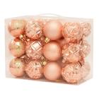 Kit Com 24 Bolas Pendente Decorativa Natal Cor Rose Gold 6cm