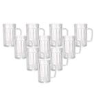 Kit Com 24 Caneca De Chopp Vidro Resistente Alto Relevo Clássico Copo Cerveja Bar C/ Alça 375ml