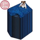 Kit com 24 Tapetes Higiênicos 100x70 Patinha Azul c/Ganchos - 300 Lavagens para cães - Alta Absorção - Vila Flor