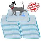 Kit com 24 Tapetinhos Alta Absorção para Pets 70x50 Branco com borda Azul 200 Lavagens - Vila Flor