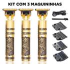 Kit com 3 Aparadores De Pelo Vintage Profissional Dourado 110v/220v