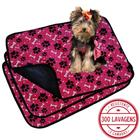 Kit com 3 Banheiro para Cães Tecido Ecológico 70x50 Patinhas Rosa - 3 Camadas - 300 Lavagens