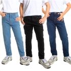 Kit Com 3 Calças Jeans Infantil Slim Menino Skinny Lycra Masculina Juvenil Com Regulador