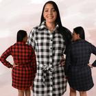 Kit com 3 Camisão Chemise Xadrez Flanelado: Elegância e Conforto em Dobro