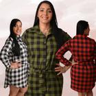 Kit com 3 Camisão Chemise Xadrez Flanelado: Elegância e Conforto em Dobro