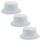 Kit Com 3 Chapéu Bucket Hat Liso Branco Masculino E Feminino