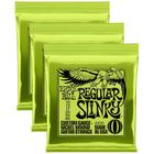 Kit Com 3 Cordas Para Guitarra Ernie Ball Regular Slinky 010