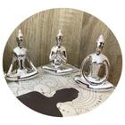 Kit Com 3 Estátuas Bailarina Prata Yoga Meditação Porcelana