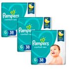 Kit Com 3 Fralda Pampers Confort Sec Mega G 38 Unidades