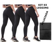 Kit Com 3 Legging Peluciada Inverno- Legg Térmica Flanelada