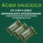 Kit com 3 Lenço Demaquilante Ácido Salicilico Antioleosidade 25 und Dermachem