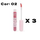 Kit com 3 Lip Gloss Shining Hidratante Labial Brilho Febella