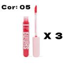 Kit com 3 Lip Gloss Shining Hidratante Labial Brilho Febella