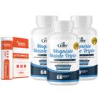 Kit Com 3 - Magnésio Malato Triplo (Malato, Quelato e Cloreto de Magnésio P.A) 60 Caps Celliv + 1 Vitamim C+