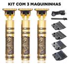 Kit com 3 Maquinas Depilação Apara Pelo Corpo Maquininhas Dragão Dourado