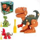 Kit Com 3 Mini Dinossauros Brinquedo Infantil Monta Desmonta