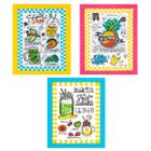 Kit Com 3 Panos De Copa Felpudo Prata Estampado - Frutas 08