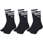 Kit com 3 Pares de Meias Esportiva Listrada Modelo Cano Longo Puma Sport Calcanhar Verdadeiro Básic