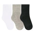 Kit com 3 Pares de Meias Infantis Selene Cano Longo Branco/cinza/preto