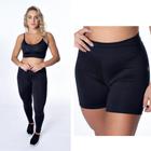 Kit com 3 peças fitness academia suplex cintura alta basico, Top, Calça, Short Zero transparencia