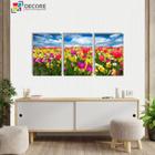 Kit Com 3 Placas Quadros Decorativos Campo De Flores Mdf